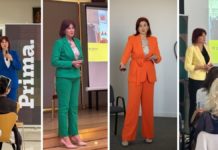 Ova bankarica dokazuje da se u odijelu u boji vlada prostorijom odijela u boji